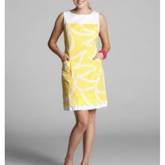 Lilly Pulitzer Sunny Sunshine Yellow Print shift Dress size 8 - Picture 3 of 7